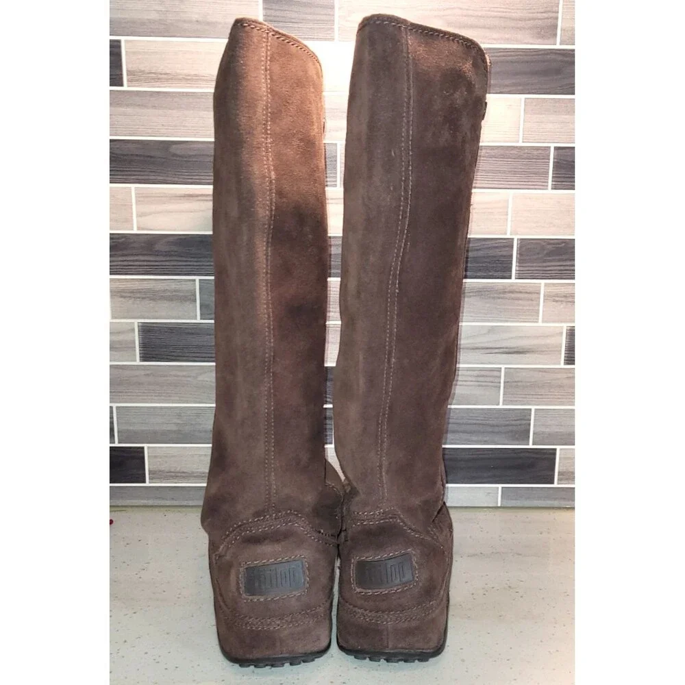 FitFlop Womens Size 8 Brown Suede Tall Knee High Boots Wobble Board Sole